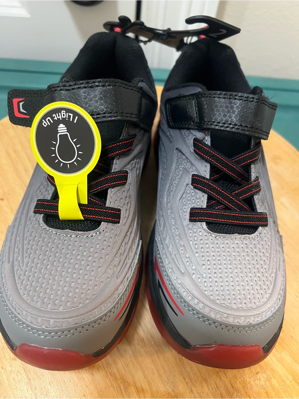 Athletic Works Gray and Red Kids Light-Up Sneakers